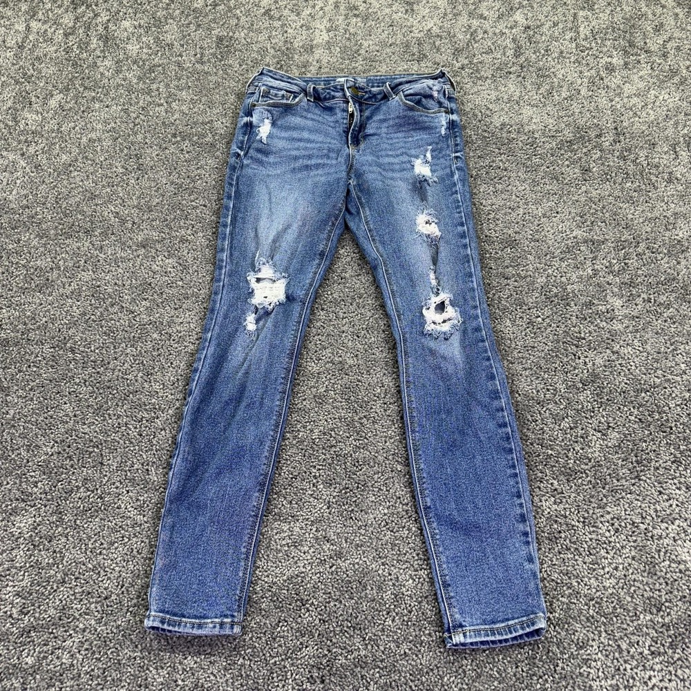 Old Navy Jeans Womens 4 Blue Rockstar Super Skinny Distressed Denim